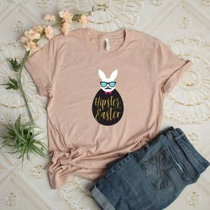 Hipster Easter Shirt, Cute Easter Shirt, Happy Easter Shirt, Easter Bunny Shirt